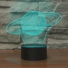 Lampada da tavolo con luce di visione a LED colorata a forma di Saturno 3D, versione touch USB