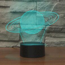Lampada da tavolo con luce di visione a LED colorata a forma di Saturno 3D, versione con telecomando Crack