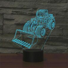 Lampada da tavolo con luce di visione a LED colorata a forma di escavatore 3D, versione touch di ricarica