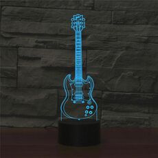 Lampada da tavolo a LED colorata a forma di chitarra a cinque corde, versione con telecomando a 16 colori