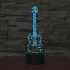Lampada da tavolo con luce a LED colorata a forma di chitarra a cinque corde, versione touch USB