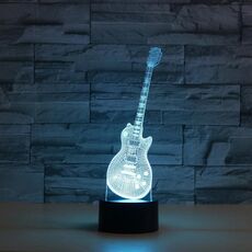 Lampada da tavolo a forma di chitarra 3D con luce colorata a LED, versione USB e batteria