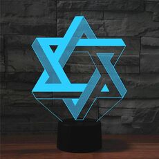 Lampada da tavolo con luce di visione a LED colorata a forma di pentagramma 3D, versione touch di ricarica