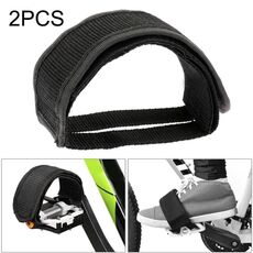 Set di piedini per pedali da bicicletta da 2 pezzi con piedino per trave con cinghie antiscivolo (nero)