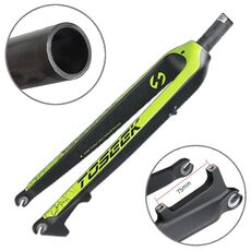 TOSEEK Ultra Light 27,5 pollici 405mm Mountain Bike Full Carbon Forcella anteriore Freno a disco con tubo sterzo dritto (verde)