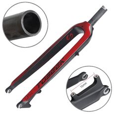TOSEEK Ultra Light 27,5 pollici 405mm Mountain Bike Full Carbon Forcella anteriore Freno a disco con tubo sterzo dritto (rosso)