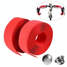 1 paio TOSEEK New Cycling Road Bike Sport Bicycle Cork Manubrio Tape Wrap + 2 Bar Plug (Rosso)