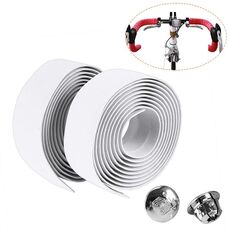 1 paio TOSEEK New Cycling Road Bike Sport Bicycle Cork Manubrio Tape Wrap + 2 Bar Plug (Bianco)