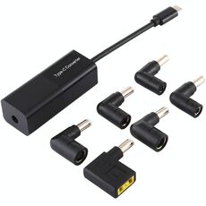 Adattatore di alimentazione per laptop Convertitore da 65 W USB-C / Type-C a adattatore di alimentazione 6 in 1 (nero)