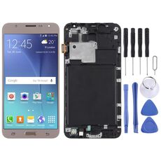 Schermo LCD TFT per Galaxy J7 (2015) / J700F Digitizer Assemblaggio completo con cornice (oro)