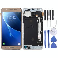 Schermo LCD TFT per Galaxy J7 (2016) / J710F Digitizer Assemblaggio completo con cornice (oro)