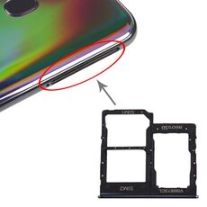 Vassoio per scheda SIM per Galaxy A40 + Vassoio per scheda SIM + Vassoio per scheda Micro SD (Nero)