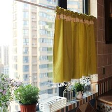 Mezza tenda corta con frange, dimensioni: 146x75 cm (giallo)