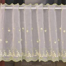 Tenda in tulle per finestra con fiori in bbalcony, finestra con ricamo pastorale semplice, dimensioni: 150 cm x 65 cm (beige)
