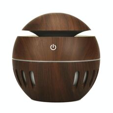 Umidificatore con cavo USB a grana di legno Lampada per aromaterapia a sette colori Spruzzatore automatico di alcol con telecomando (Marrone scuro-3)