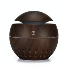 Umidificatore con cavo USB a grana di legno Lampada per aromaterapia a sette colori Spruzzatore automatico di alcol con telecomando (Marrone scuro-2)