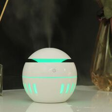 Umidificatore con cavo USB a grana di legno Lampada per aromaterapia a sette colori Spruzzatore automatico di alcol con telecomando (Bianco-1)