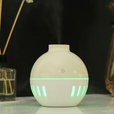 Umidificatore con cavo USB a grana di legno Lampada per aromaterapia a sette colori Spruzzatore automatico di alcol con telecomando (Bianco-3)