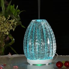 Spruzzatore di alcol automatico per umidificatore in vetro 3D con macchina per aromaterapia a forma di vaso creativo da 100 ml con lampada a LED colorata