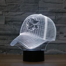 Lampada da tavolo con luce di visione a LED colorata a forma di berretto da baseball 3D, versione USB e batteria