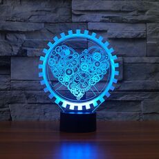 Lampada da tavolo con luce di visione a LED colorata a forma di cuore 3D, versione USB touch