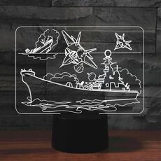 Lampada da tavolo con luce a LED colorata a forma di gruppo aereo 3D, versione con telecomando a 16 colori