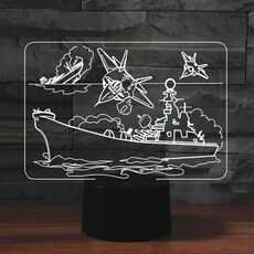 Lampada da tavolo con luce di visione a LED colorata a forma di gruppo aereo 3D, versione touch di ricarica