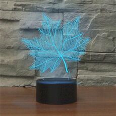 Lampada da tavolo con luce di visione a LED colorata a forma di foglia d'acero 3D, versione con telecomando a 16 colori