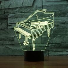 Lampada da tavolo a forma di pianoforte con luce colorata a LED 3D, versione touch USB