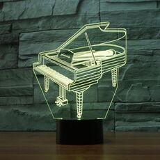 Lampada da tavolo con luce di visione a LED colorata a forma di pianoforte 3D, versione touch di ricarica