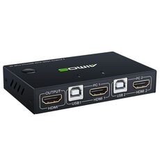 Switch KVM HDMI 2 in 1 con custodia in metallo 4K Ultra HD AM-KM201