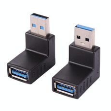 2 PCS USB 3.0 a forma di L maschio a femmina Adattatore per connettore del cavo di prolunga con angolo di 90 gradi (nero)