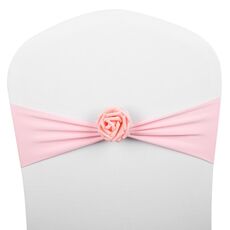 Fasce per sedia Fiocchi Decor Elastico Spandex Fusciacca con fiore rosa Elastico per sedia Decorazione per matrimoni (rosa)
