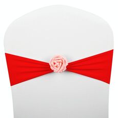 Fasce per sedia Fiocchi Decor Elastico Spandex Fasce per sedia con fiore rosa Elastico per sedia Decorazione per matrimoni (rosso)