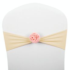 Fasce per sedie Fiocchi Decor Elastico Spandex Fasce per sedia con fiore rosa Elastico per sedia Decorazione per matrimoni (Champagne)