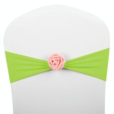 Fasce per sedie Fiocchi Decor Elastico Spandex Fusciacca con fiore rosa Elastico per sedia Decorazione di nozze (verde chiaro)