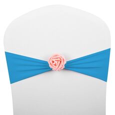 Fasce per sedie Fiocchi Decor Elastico Spandex Fasce per sedia con fiore rosa Elastico per sedia Decorazione per matrimoni (azzurro cielo)