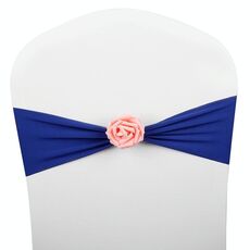 Fasce per sedie Fiocchi Decor Elastico Spandex Fusciacca con fiore rosa Elastico per sedia Decorazione di nozze (blu reale)