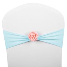 Sedia Asciugami Archi Decor Elastico Spandex Sedia Sash con fiore rosa Stretch Chair Band Decorazione di nozze (blu)