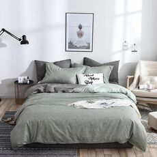 Set biancheria da letto Copripiumino copriletto in tinta unita plaid laterale, dimensioni: 135 * 200 cm (1x federa, 1x trapunta） (verde)