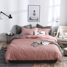 Set biancheria da letto Copripiumino copripiumino in tinta unita plaid laterale, dimensioni: 210 * 210 cm (2x federa, 1x trapunta） (rosa)