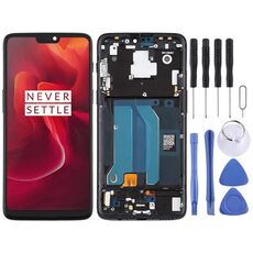Per OnePlus 6 A6000 TFT materiale schermo LCD e digitalizzatore assemblaggio completo con telaio (nero)