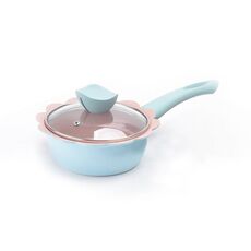 Pentola per alimenti complementare per bambini Pentola per la cottura del latte Pentola piccola multifunzione per uso domestico antiaderente in pietra Maifan, Colore: blu Pentola per il latte con coperchio