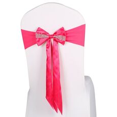 Per eventi di matrimonio Cerimonia del partito Banchetto Decorazione natalizia Sedia Fiocco Fiocco Sedia elastica Nastro posteriore Fasce per sedie Fasce per sedie (rosa rossa)