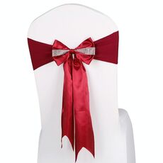 Per eventi di matrimonio Cerimonia del partito Banchetto Decorazione natalizia Sedia Fiocco Fiocco Sedia elastica Fasce posteriori Fasce per sedie Fasce (rosso vino)