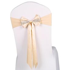 Per eventi di matrimonio Cerimonia del partito Banchetto Decorazione natalizia Sedia Fiocco Fiocco Sedia elastica Schienale Fasce Fasce Fasce per sedie (Champagne)
