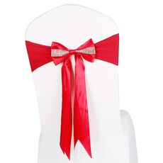 Per eventi di matrimonio Cerimonia del partito Banchetto Decorazione natalizia Sedia Fiocco Fiocco Sedia elastica Nastro posteriore Fasce per sedie Fasce per sedie (rosso vino chiaro)