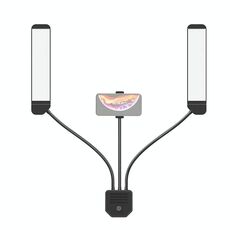 RK39 Luce di riempimento portatile tricolore regolabile con doppia luce di riempimento con clip per telefono (nera)