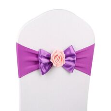 Fodera per sedia da matrimonio Fusciacca Tessuto in raso Papillon Fascia in nastro Decorazione Forniture per banchetti per cerimonie per feste di matrimonio (Fucsia)