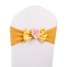 Fodera per sedia da matrimonio Fusciacca Tessuto in raso Papillon Nastro Decorazione per fascia in hotel Forniture per banchetti per cerimonie per feste di matrimonio (Tyrant Gold)
